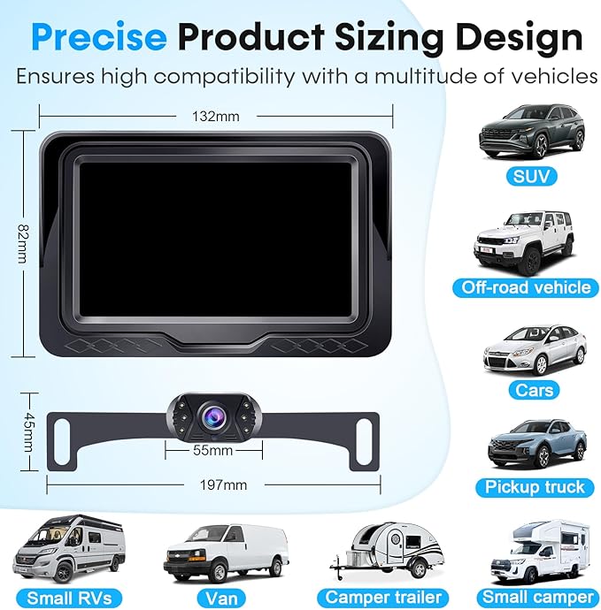Backup Camera Ease Install for Car - USB Plug and Play, HD 1080P Rear View Camera Kit, Waterproof, Night Vision for Cars, Truck, SUV, Van, Camper