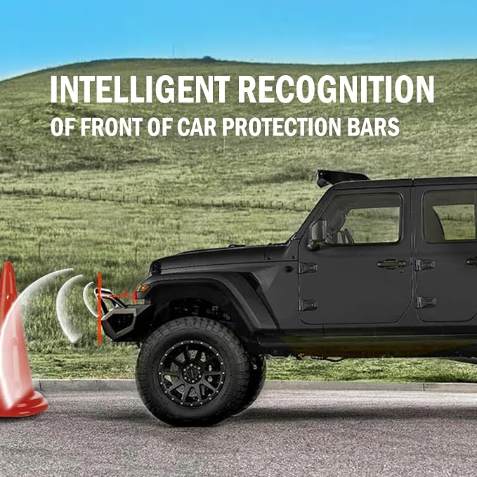 Promata PS01 Car Front Parking Sensor Kit with Display,4 58KHz OE Standard Sensors,Radio Mute & Bull-bar Recognition Function,Detection Distance(13~39 inch)