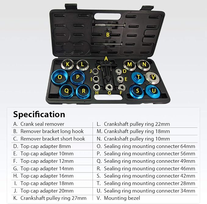 FIRSTINFO F3281L Crankshaft and Camshaft Bearing Removal and Installation Kit, Crank and Cam Seal Service Tool Kit