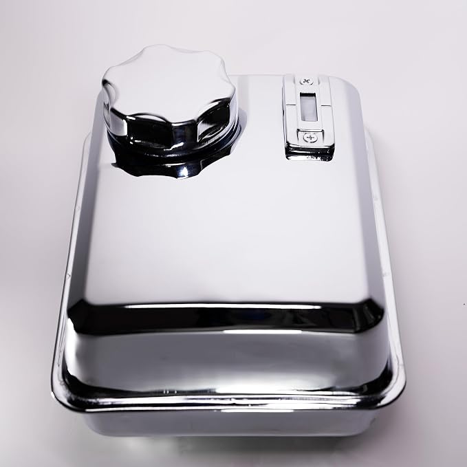 JMCHstore 4L Chrome Stainless Gas Fuel Tank W/ Fuel Gauge & Petcock for Predator 212 Hemi Engine, Coleman CT200U BT200X 196cc Mini bike, Baja Massimo warrior MB200, Honda GX160 GX200 Motor