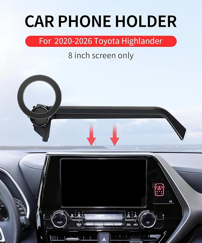 Car Phone Holder for Toyota Highlander 2020-2026 Accessories 8-Inch Screen Fixed Clip, 360° Rotation Phone Mount Compatible with MagSafe,Cell Phone Holder That Does Not Affect Air Vent
