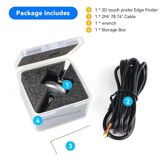CNC 3D Touch Probe Edge Finder,XYZ Coordinate Measuring Sensor with 2M Cable and 6 MM Shank Compatible with Mach3 and GRBL,for GRBL CNC Router (NPN-NO)