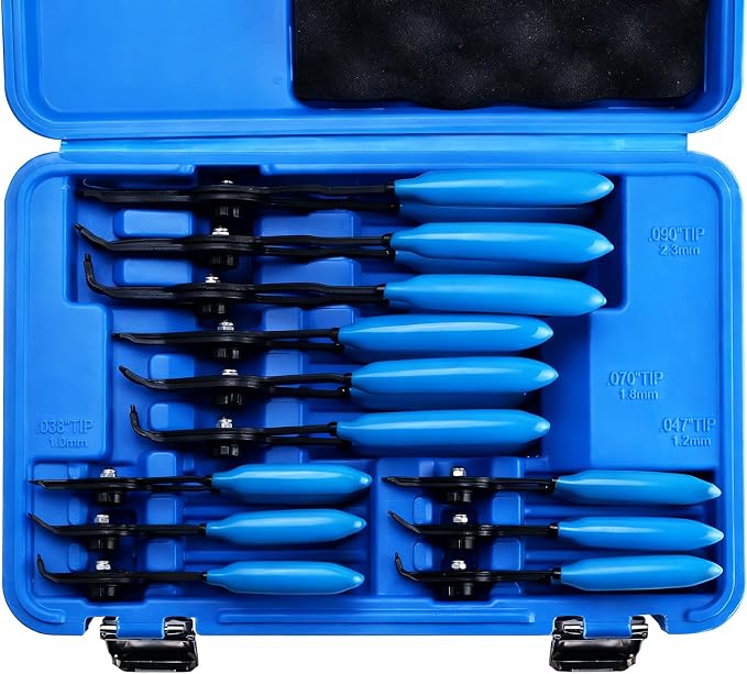 12 Piece Retaining Snap Ring Pliers Set Heavy Duty, Convertible Internal/External Ring Pliers Set for 0.038in 0.047in 0.070in 0.090in