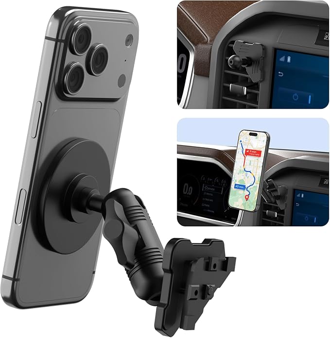 Surfcabin CNC Truck Air Vent Phone Holder, Magnetic Full Metal Phone Mount for F150, Phone Cradles Compatible with Ford F150 2021-2025 & Super Duty F250 F350 F450 2021-2025 and Most Cellphones