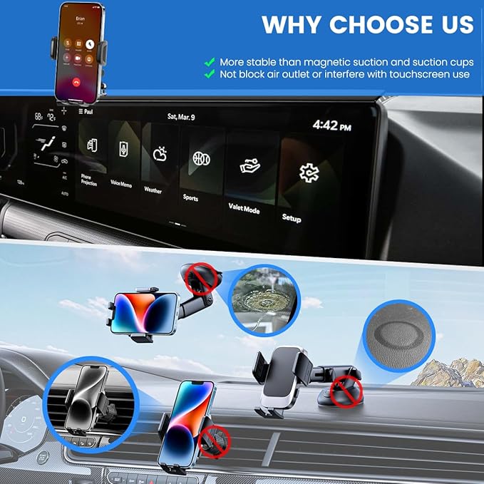 Car Phone Holder Compatible with Kia K4 2025 2026 Accessories 12.3-Inch Screen Fixed Clip, Cell Phone Mount with Dash Organizer Storage Box Hands-Free 360° Rotation