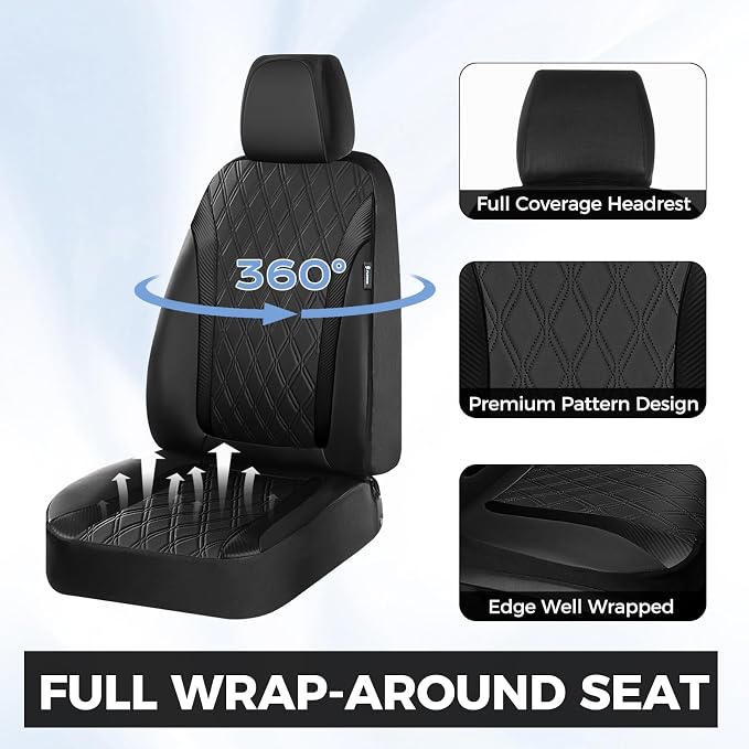 FLORICH Seat Covers Full Set, Leather Seat Covers for Cars, Waterproof Car Seat Protector Breathable, Front and Rear Seat Covers for Cars, Automotive Seat Covers Universal Fit for Most Car SUV Truck