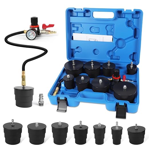 Turbo System Leakage Tester Kit,10 Pcs Boost Leak Tester with 4 Pairs of Stepped Adapters 1-3/8" to 3-1/2",Turbo Pressure Leakage Tester for Cooling Emissions Exhaust Pipes