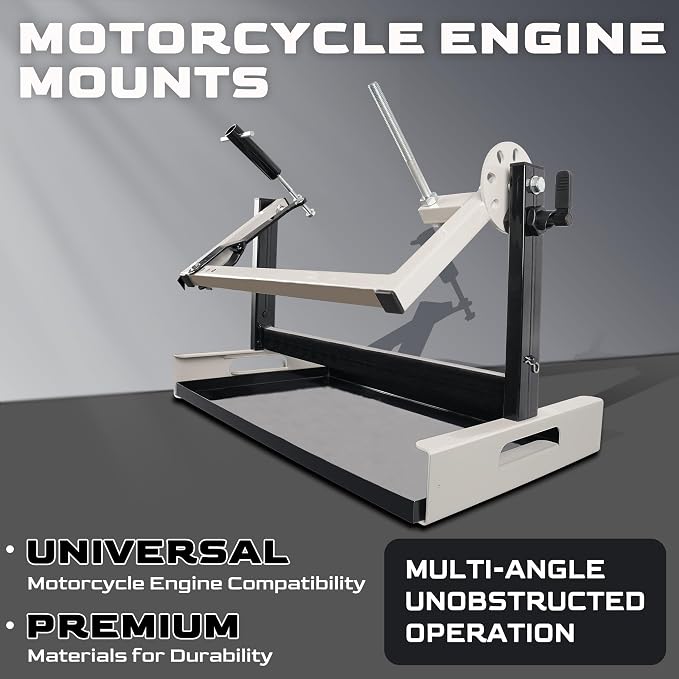 Motorcycle Engine Stand - Compatible with Vertical Single Cylinder 2 & 4 Stroke Engines for Honda Yamaha Kawasaki Suzuki ATV Dirt Bike 8 Angle Adjustable