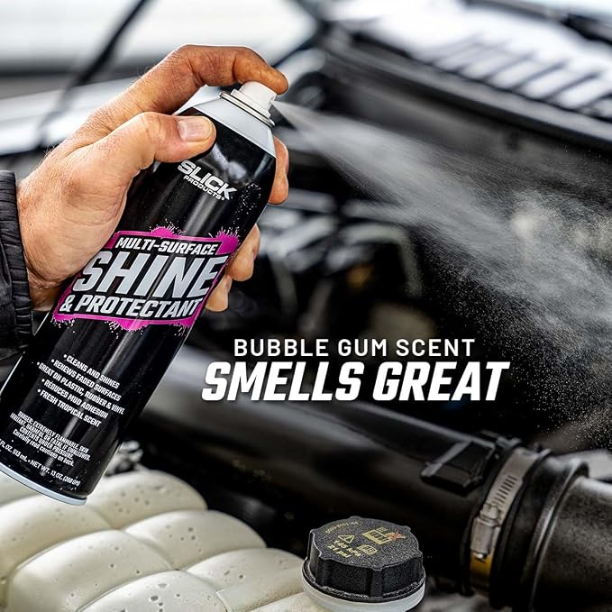 Slick Products Shine & Protectant Spray 17.35 FL OZ. - High Gloss Clear Coating Renew Vinyl, Plastic, Rubber, Trim, Tire, Car, Truck, Motorcycle, Dirt Bike (6-Pack)
