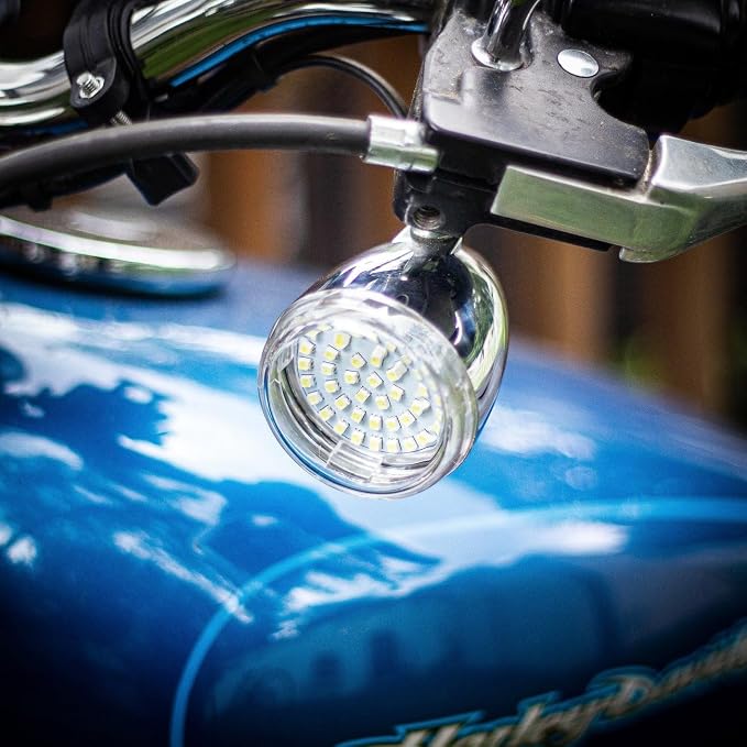 Eagle Lights Generation II Front LED Turn Signals with White Running Lights Compatible with Harley Davidson® Motorcycles - Includes Clear Lenses / 1157 Base
