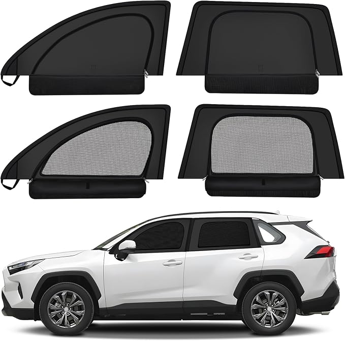 ZATOOTO Car Window Shades for Toyota RAV4 2019-2024 Car Window Covers Blackout | Double-Layer with Zipper | Airflow and Privacy RAV4 Window Screen with Storage Bag for Camping Napping Traveling