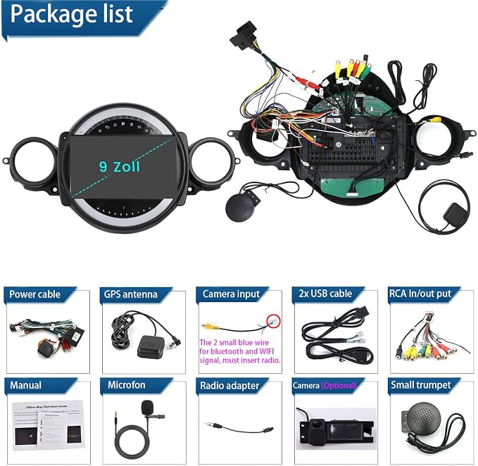 9''AHD Multimedia Car GPS Sat Nav Navigation Navigator Canbus Radio Stereo Player CarPlay Android Compatible with BMW Mini Cooper R50 R52 R53 R56 R57 R58 R59 F55 F56 F57/R55/Countryman R60/Paceman R61