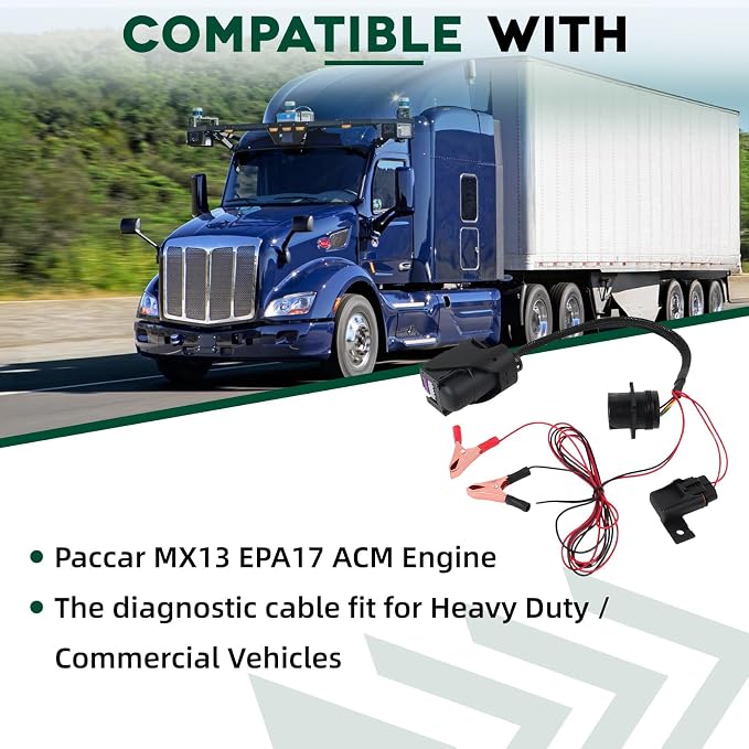ACM Engine Diagnostic Cable Compatible with Paccar MX13 EPA17 Models Fit for Heavy Duty Vehicle Repair Tool