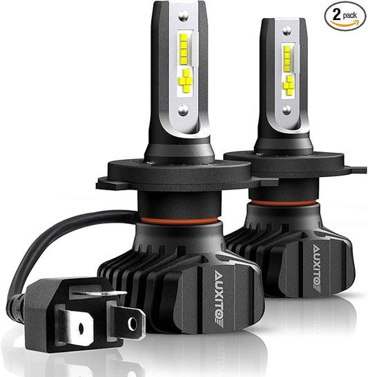 AUXITO H4 9003 HB2 LED Bulbs Fanless, Adjustable Beam 6500K Xenon White, 400% Visibility H4 Lights Replacement, Pack of 2