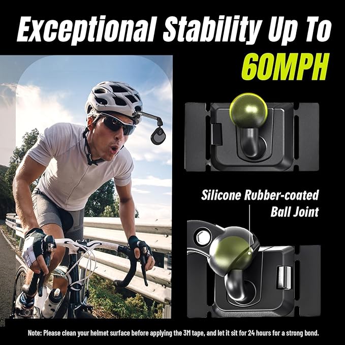 Bike Helmet Mirror for Cycling- 360° Adjustable and Rotatable Safe Rearview Mirror for Bicycle Riding Accessories and Other Outdoor Activities, Easy to Install