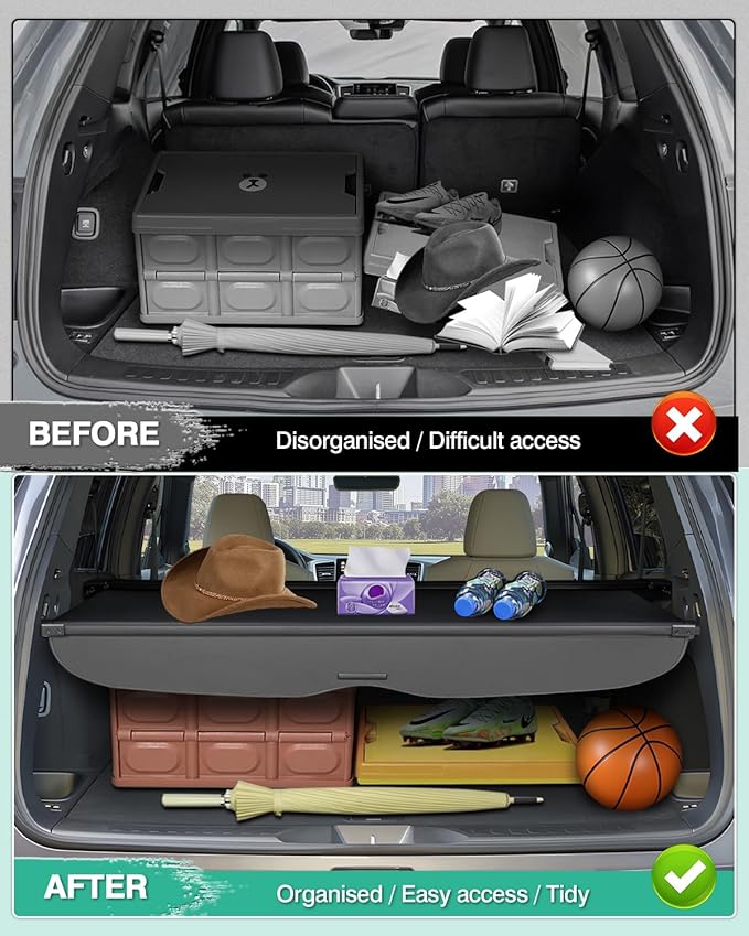 Powerty Retractable Cargo Cover for 2019-2025 Honda Passport, Canvas Texture Trunk Cover Privacy Screen Rear Security Shade for Passport Accessories