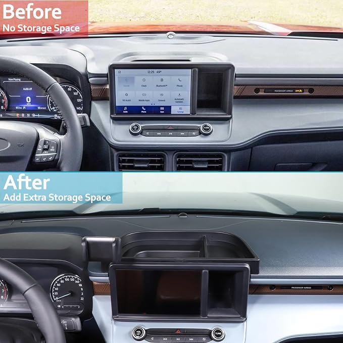 CHEAYAR Dashboard Storage Box Fit for Ford Maverick 2022, ABS Dash Panel Tray Organizer, Dash Tray Phone Holder Mount with Storage Box, Dash Center Console Table Storage Tray (Type A)