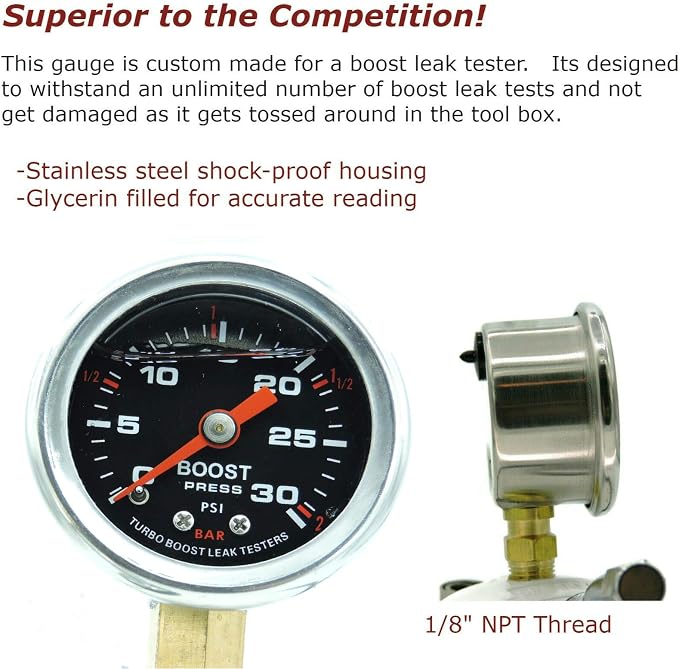 4" Universal - 30PSI S.Steel Gauge, T-Bolt Clamps