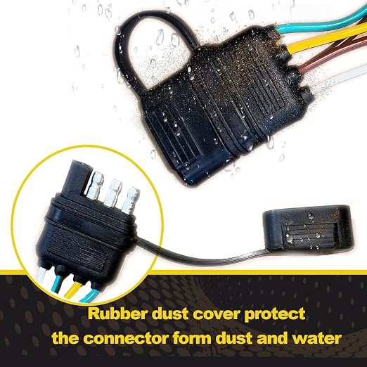 32FT Trailer Wiring Harness Kit, 4 Pin 5 Wire Trailer Wiring Harness, Boat Trailer Wiring Harness, 5 Wire 4 Pin Flat Trailer Connector, for Connection of Tail Lights, Brake Lights and Turn Signals