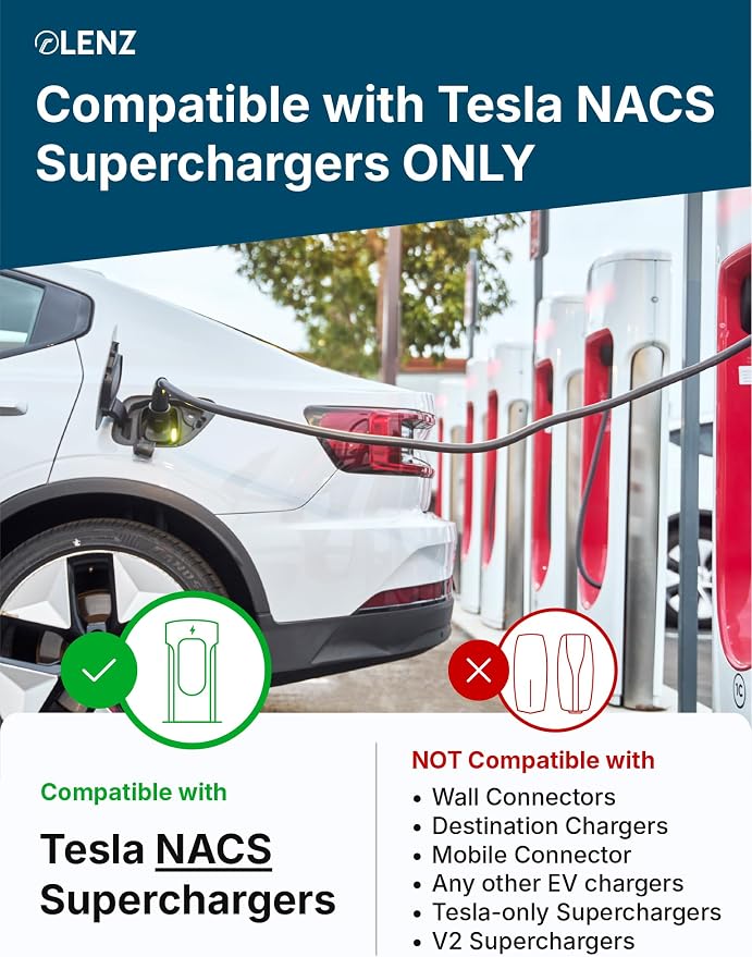 LENZ NACS to CCS Electric Vehicle Adapter for Superchargers – Charge CCS1 EVs at Tesla NACS Supercharger Stations, 500A 1000V - Compliant and UL 2252 SGS Certified