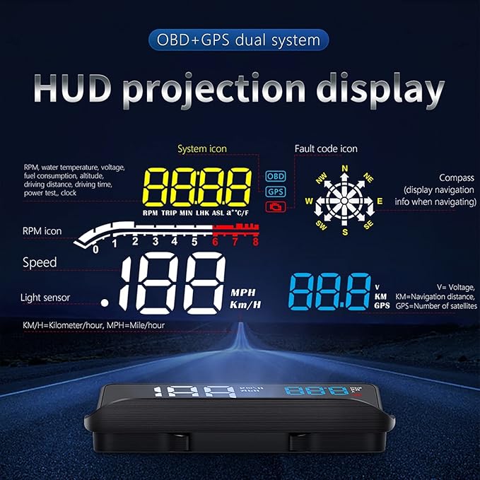 Universal HUD OBD2 Head Up Display Speed Fuel Warning Alarm OBD Scanner Electronic Car Windscreen Projector Data Diagnostic Tool