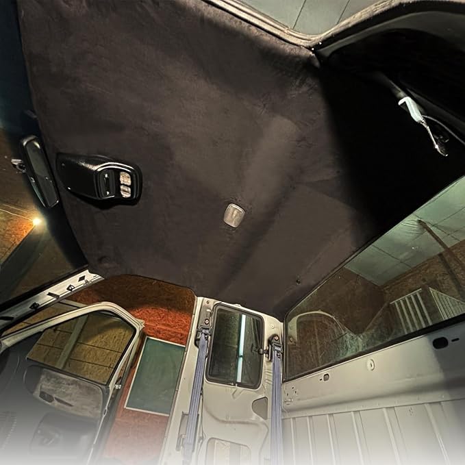 Suede Headliner Fabric with Foam Backing - Black Suede Headliner wrap Interior Material for Car/Truck/SUV/RV Roof, Home Repair/DIY Headliner Material Automotive Headliner Fabric (Black, 120"×60")