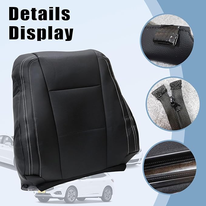 SecosAutoparts Driver Side Bottom and Top Lean Back Replacement Perforated Leather Seat Cover Black Compatible with Ford F-150 Lariat 2015-2017 Compatible with Ford F250 F350 Lariat XLT 2017-2022