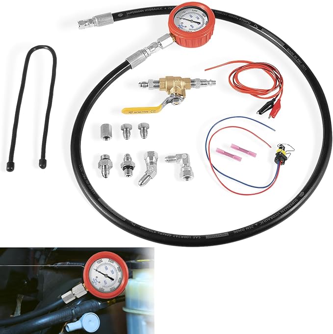 HPOP High Pressure Oil Leak Test Kit – Fits for Ford 6.0L & 7.3L Powerstroke F250/F350 1994-2007 – Diagnostic Tool with Gauge for Air & Fuel System Check