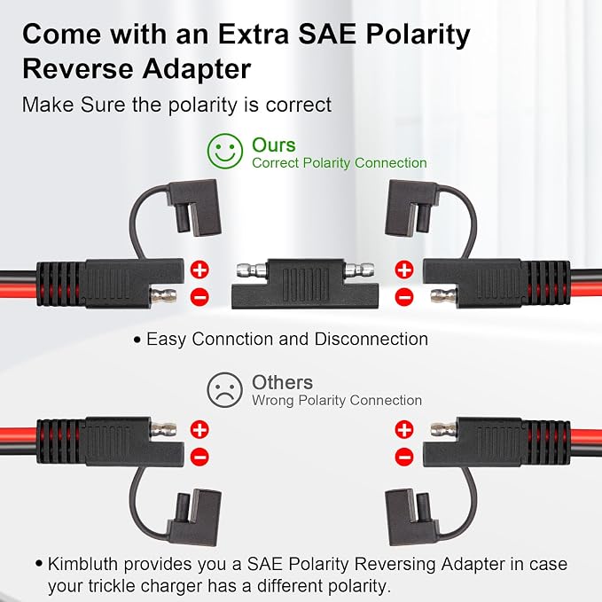 SAE Extension Cable 10AWG 10FT Quick Disconnect Tinned Copper Wire with SAE Connector Wire for Solar Panel, Battery, Tender Motorcycle, Automotive RV, Cars Tractor 10 Gauge