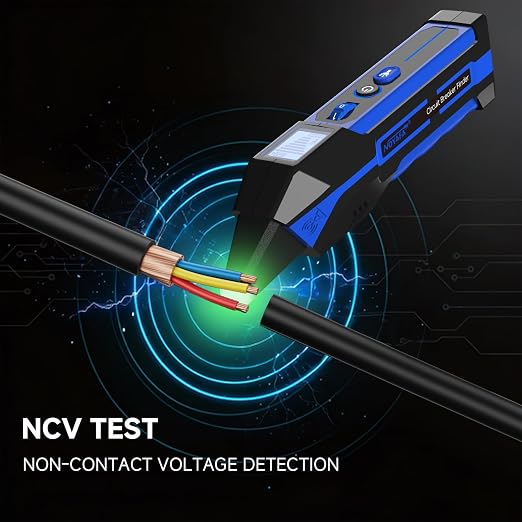 NOYAFA Rechargeable Circuit Breaker Finder with LCD Display & GFCI Outlet Tester, NCV AC Electrical Tester Circuit Tracer Flashlight, Includes Carrying Case and Adapters- NF-824B