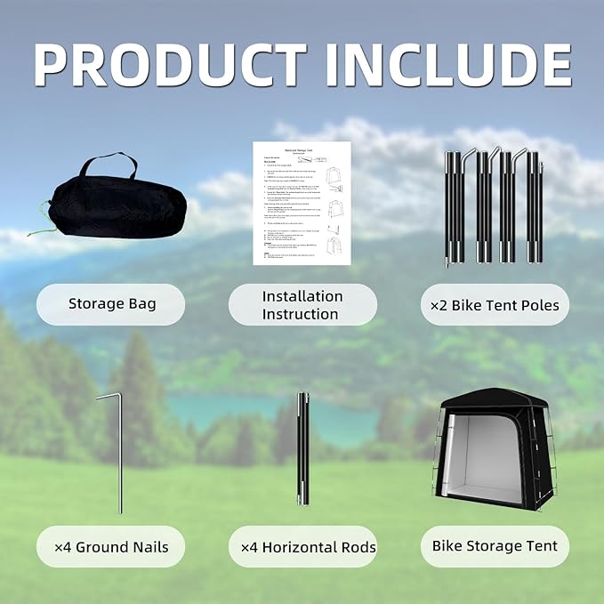 Outdoor Storage Shed Tent, Oversized Bike Storage Tent for 2-3 Bikes, 200X100X190CM Portable Foldable Garage/Garden Storage Tent, Waterproof Anti-uv Outdoor Bicycle Cover