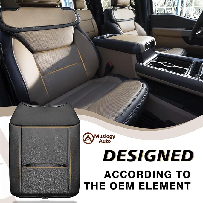 Muslogy Center Console Organizer(Fit With OEM Tray) (Brown)& Extra Thick Armrest Cover (Bucket Seat Only) Compatible with Ford F250 2023-2024