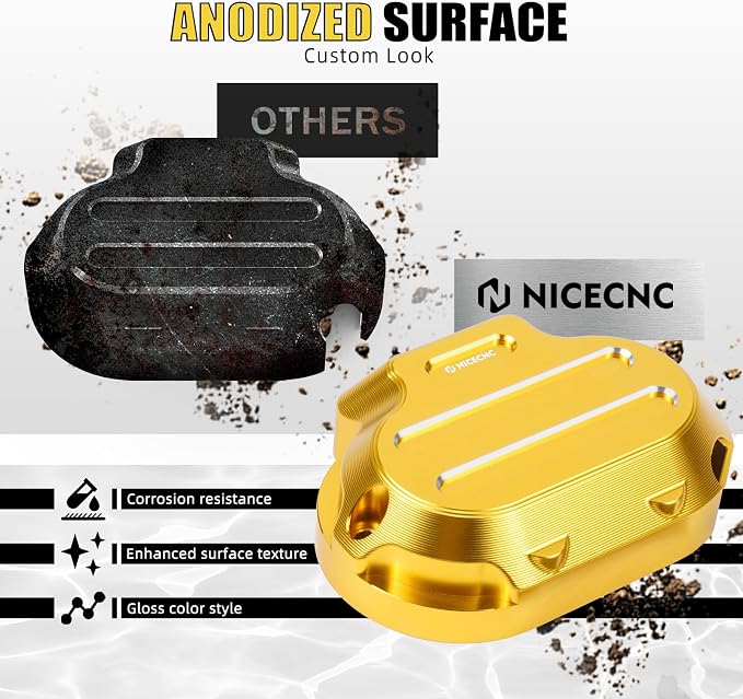 NICECNC Gold Transmission Side Cover Aluminum Compatible with Harley Electra Glide Standard FLHT 2017-2020, CVO Road Glide FLTRXSE 2017-2020, Replacement for 25800057, See Fitments