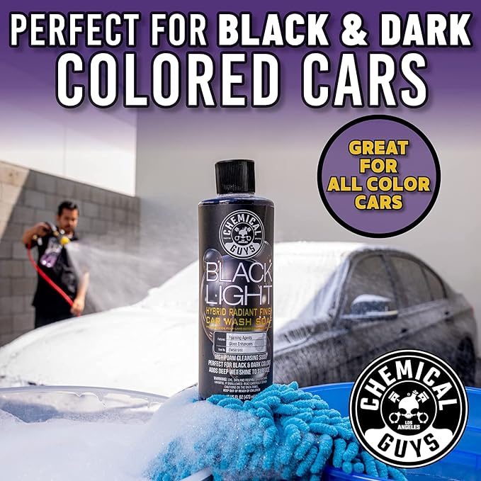 Chemical Guys CWS619 Black Light Foaming Car Wash Soap & Refill Kit, 2 Bottles - (1) 16 oz and (1) Gallon (Works with Foam Cannons, Foam Guns or Bucket Washes) 144 oz