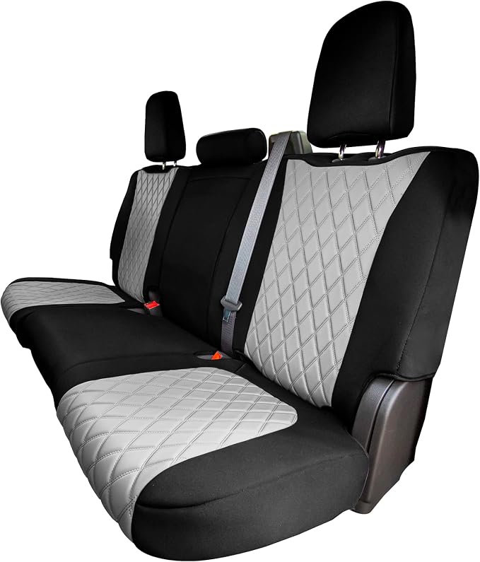FH Group Custom Fit Car Seat Covers Specifically Made for 2019-2023 Chevrolet Silverado 1500 2500HD 3500HD RST | LTZ | HIGH COUNTRY Ultraflex Neoprene Water Resistant Seat Covers - Rear Set Gray
