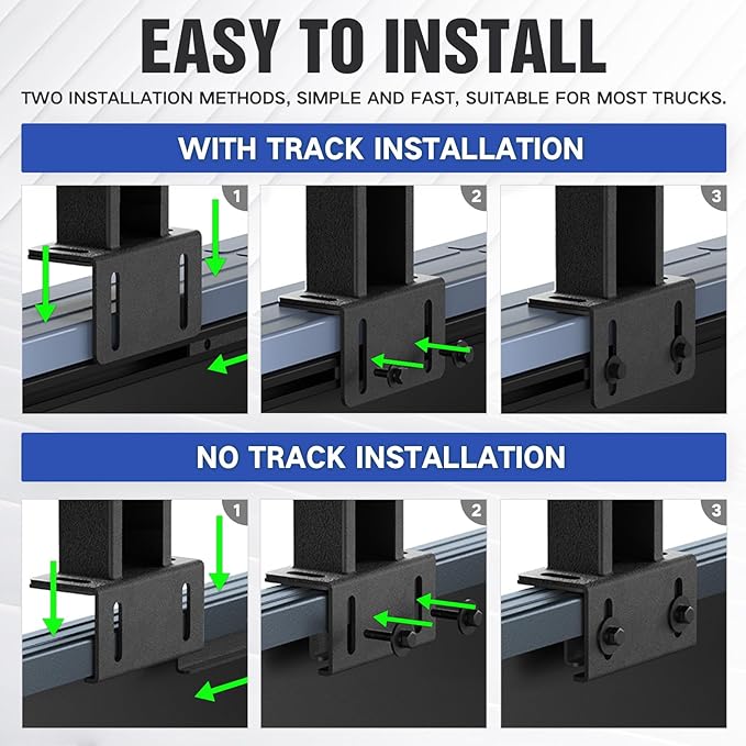 Adjustable 11-13" High Bed Racks Truck Cargo Carrier Compatible with Tacoma/Ram 1500/ Tundra/Silverado & Sierra 1500/ F150/ Gladiator JT/Titan/Frontier/Canyon/Ranger