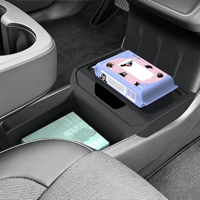 Center Console Organizer Compatible for Tesla 2025 Model Y Standard, Car Storage Organizer for Under Center Console, Car Accessories, Black Console Tray