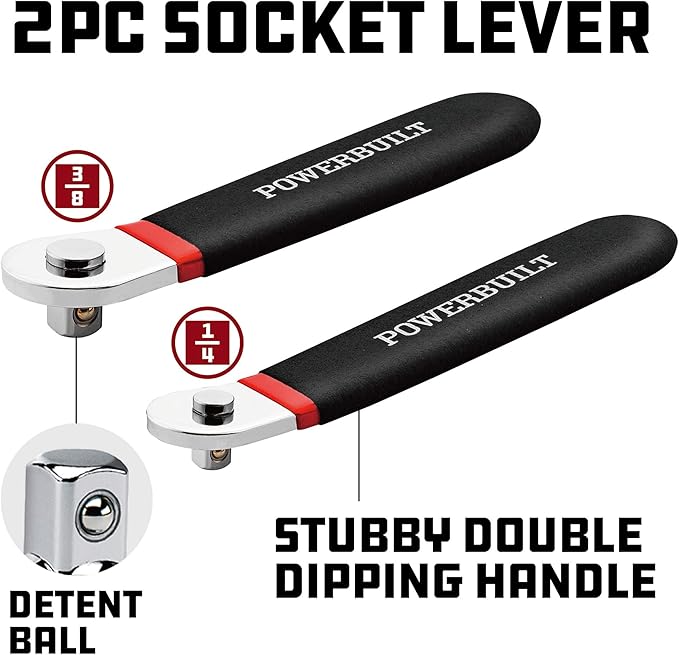 Capri Tools Stubby Impact Socket Set, Powerbuilt Socket Levers for Boats, RVs, Off Road Vehicles - 3/8" & 1/4" Drive, 15-Pieces