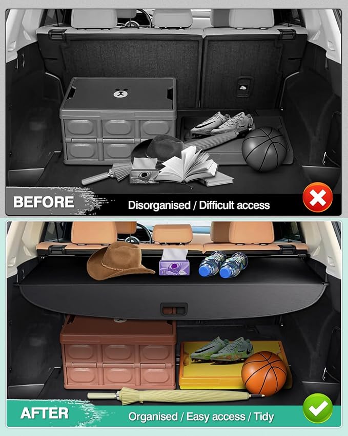 Powerty Cargo Cover for Nissan Rogue 2026 2021-2025 Platinum S SL SV, Trunk Cover Retractable Trunk Shielding Shade Rogue Accessories Cargo Luggage Cover No Gap(Not for Rogue Sport/Select)