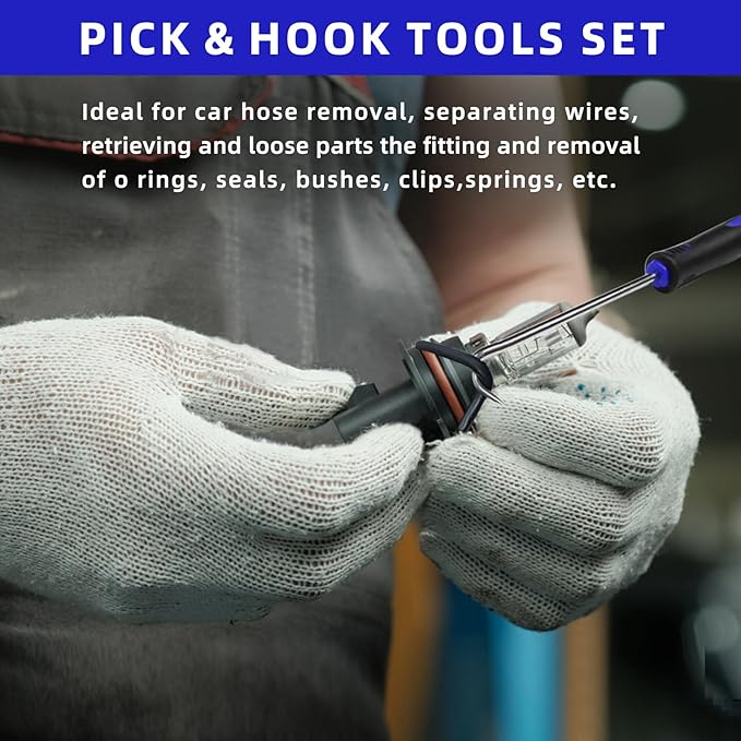 11 Pcs Pick Set Mechanic, Automotive Pick Tool for Car Oil Seal/O-Ring Seal Hoses Puller Remover Gasket Scraper Magnet Pickup Tool