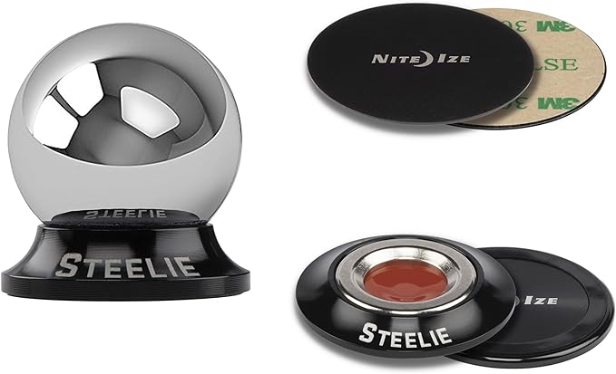 Nite Ize Steelie Orbiter Dash Kit - Metal Plate Attaches to Exterior of Charger - Dashboard System with Magnetic Socket, Dash Mount & Metal Plate - Orbiter