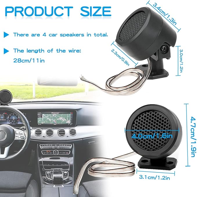FERCAISH 4 Pcs 500W Car Speakers, TP-006A High Power Stereo Car Tweeter, Vertical Round Easy to Install Speakers for Surface Mounting on Truck and Boat