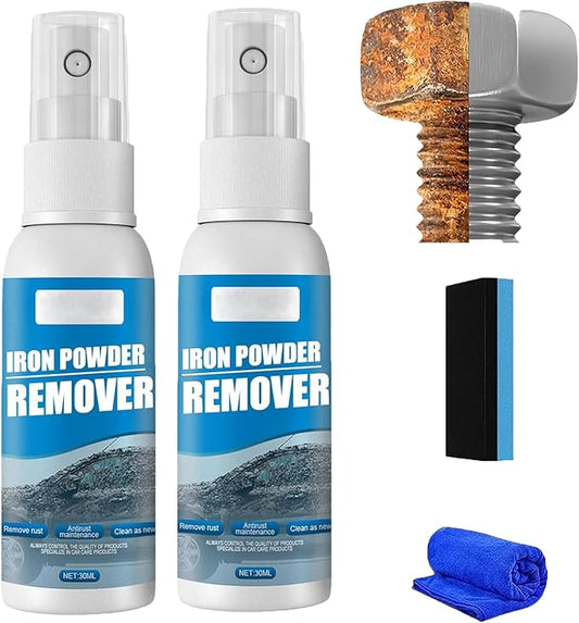 Iron Powder Remover Spray, Multi-Functional Quick-Acting Rust Removal Spray, Portable Rust Remover Sprays for Metal, Fast-Acting Formula & Easy Application for Vehicles, Tools (2Portable)