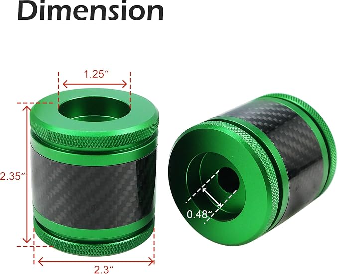 Crash Bar Sliders End Caps CNC Carbon Fiber Inlay Decorative Sliders Fits for 1.25" Front Engine Guard Rear Saddlebag Guard CNC 60mm (Green)