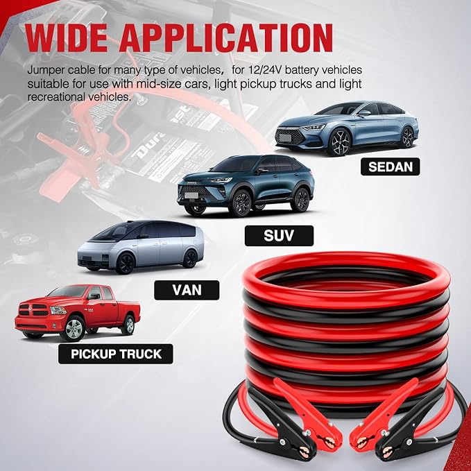 Nilight Jumper Cables for Car Battery 2 Gauge 20 FT Booster Cable Heavy Duty 800 A CCA with Carrying Bag Jump Start Emergency Kit Pickup Truck RV Vans SUV