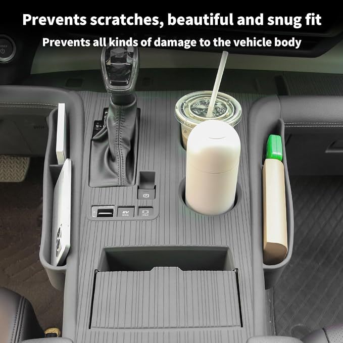Center Console Cover with Organize for Toyota Sienna 2021-2026 Central Control Gear Shift Panel Trim Cover Silicone Panel Frame(Gray)