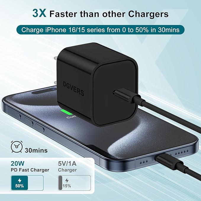 Fast Charger for iPhone 17 16 15 Charger Fast Charging 3Pack, 3+6+6ft USBC to USBC Cable Cord &20W Type C Block for iPhone 17/17 Air/17 Pro Max/17 Pro/16 15 Pro Max/Pro/Plus,iPad Pro/Air/Mini