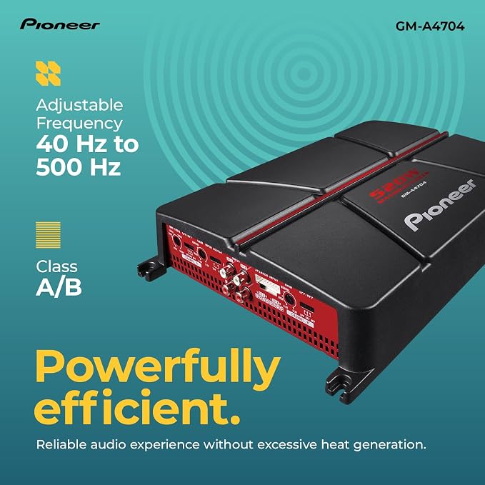 Pioneer GM-A4704 4-Channel Car Amplifier – 520W Max, Class AB, Bridgeable, Variable High-Pass Filter