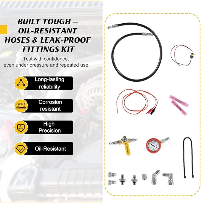 HPOP High Pressure Oil Leak Test Kit – Fits for Ford 6.0L & 7.3L Powerstroke F250/F350 1994-2007 – Diagnostic Tool with Gauge for Air & Fuel System Check