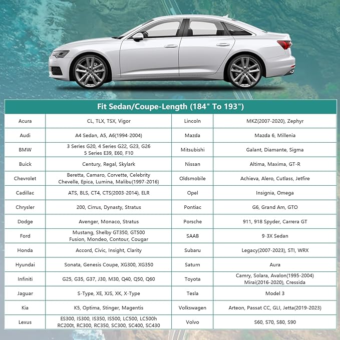 GUNHYI Car Cover for Automobiles Waterproof All Weather, Universal Fit Chevrolet Camaro, Audi A4/A5, Toyota Camry Solara, Lexus IS350, Mercedes-Benz C-Class, Volkswagen Passat, Nissan GT-R etc.
